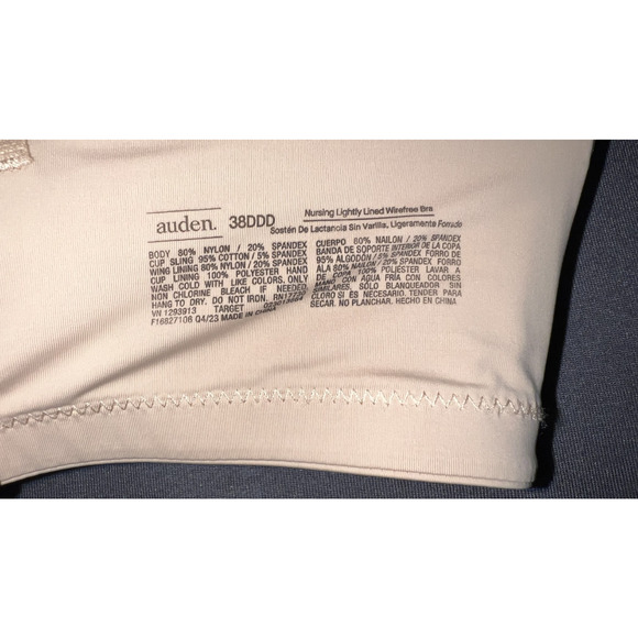 New Auden Women's Size 38DDD Peral Tan Wirefree Lightly Lined Nursing Bra NWT - Picture 7 of 7